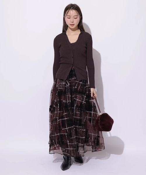 マイストラーダ　グラデチェックフロッキースカート Mystrada（マイストラーダ）の「グラデチェックフロッキースカート
