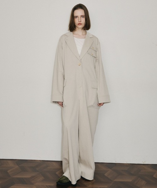 room153（ルームイチゴサン）の「ワークジャンプスーツ（つなぎ/オールインワン・レディース・グレー/ライトベージュ・0/1）」の3枚目の写真