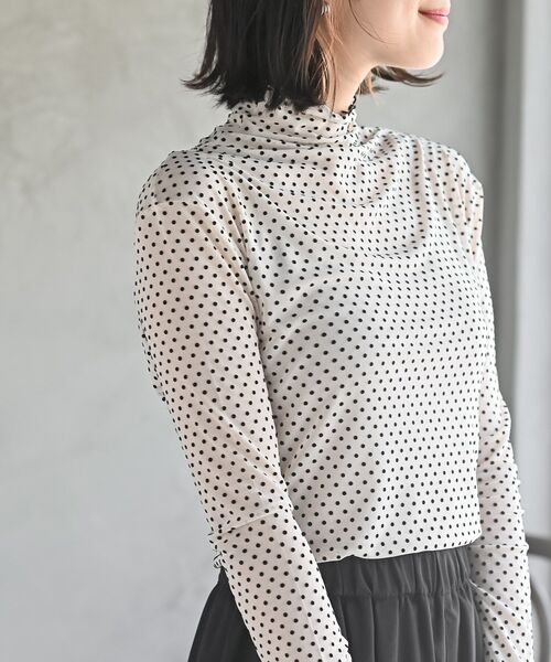 フロッキードットチュールハイネックプルオーバー（Tシャツ/カットソー