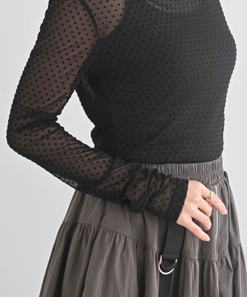 フロッキードットチュールハイネックプルオーバー（Tシャツ/カットソー