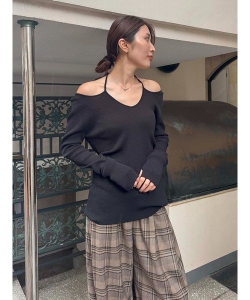 styling/（スタイリング）の「【S/S(エスバイエス)】ホルターネックトップス＜ウォッシャブル・接触冷感＞（その他トップス・レディース・グレー/ブラウン/ブラック・F）」の4枚目の写真