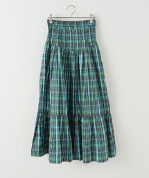SARA MALLIKA/ サラマリカCHECK LONG SKIRT SARA MALLIKA/サラマリカ】POLY TAFFETA SHIRRING SK：スカート