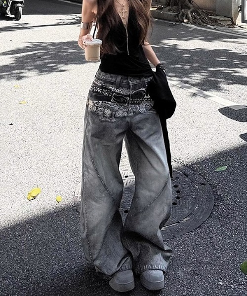 メル19034◆新品 ジェニィラブ アルジ－◆りぼんパ－カ－コ－デセット A'GEM/9 × .kom『ARULE/アルール』ビンテージルーズデニムパンツ