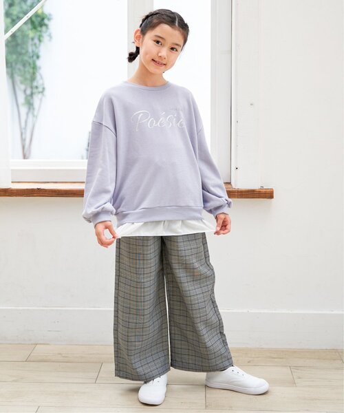 ikka（イッカ）の「【親子コーデ】裾シフォン箔ロゴプルオーバー（120~160cm）（Tシャツ/カットソー・キッズ・ネイビー/ダークベージュ/ダークラベンダー・120/130/140/150/160）」の7枚目の写真