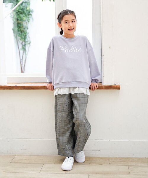 ikka（イッカ）の「【親子コーデ】裾シフォン箔ロゴプルオーバー（120~160cm）（Tシャツ/カットソー・キッズ・ネイビー/ダークベージュ/ダークラベンダー・120/130/140/150/160）」の8枚目の写真