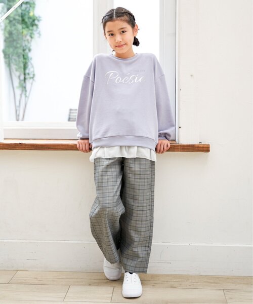 ikka（イッカ）の「【親子コーデ】裾シフォン箔ロゴプルオーバー（120~160cm）（Tシャツ/カットソー・キッズ・ネイビー/ダークベージュ/ダークラベンダー・120/130/140/150/160）」の18枚目の写真