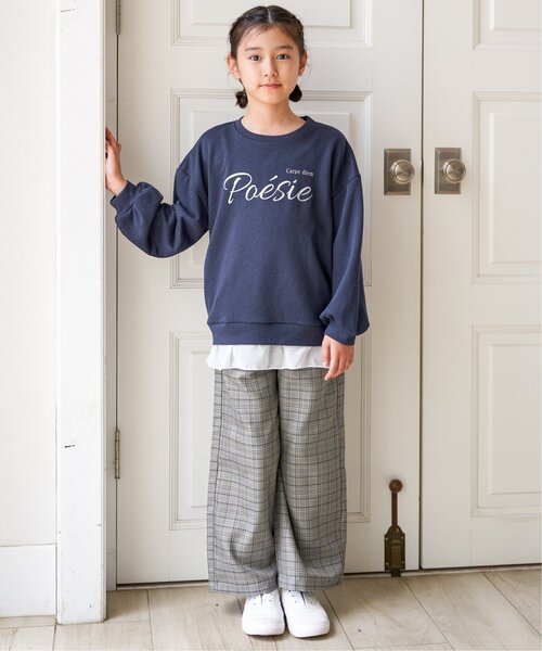 ikka（イッカ）の「【親子コーデ】裾シフォン箔ロゴプルオーバー（120~160cm）（Tシャツ/カットソー・キッズ・ネイビー/ダークベージュ/ダークラベンダー・120/130/140/150/160）」の21枚目の写真