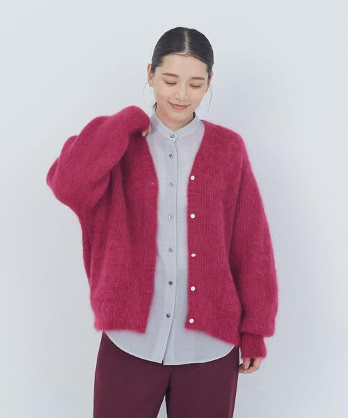 ADIEU TRISTESSE（アデュートリステス）の「モヘヤラム起毛片畦カーディガン（カーディガン/ボレロ・レディース・ピンク/ベージュ/ブラウン・FREE）」の3枚目の写真