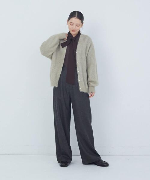 ADIEU TRISTESSE（アデュートリステス）の「モヘヤラム起毛片畦カーディガン（カーディガン/ボレロ・レディース・ピンク/ベージュ/ブラウン・FREE）」の4枚目の写真