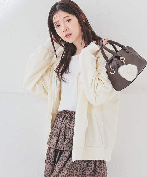 Honeys（ハニーズ）の「ロゴビッグジップパーカー（パーカー・レディース・ブラック/アイボリー・M/L）」の8枚目の写真