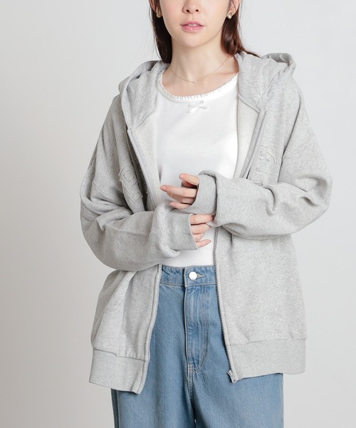 Honeys（ハニーズ）の「ロゴビッグジップパーカー（パーカー・レディース・ブラック/アイボリー・M/L）」の13枚目の写真