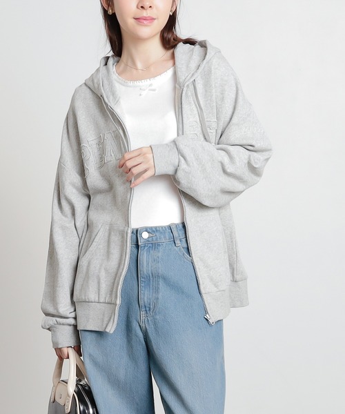 Honeys（ハニーズ）の「ロゴビッグジップパーカー（パーカー・レディース・ブラック/アイボリー・M/L）」の14枚目の写真