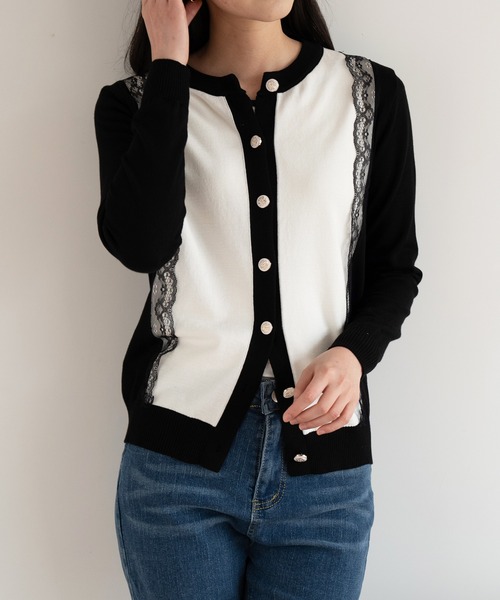 maison de LATIR(メゾンドラティール)の「「コントラストが、私を際立たせる。」春服。バイカラー大人配色レースUVカットカーデ(カーディガン/ボレロ・レディース・ブラック・FREE)」の22枚目の写真