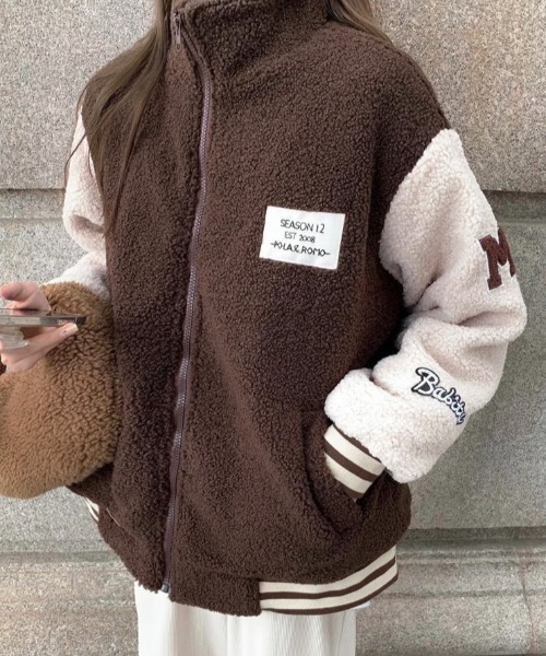 セール】【秋冬新作】スタジャン風ボアブルゾン（ブルゾン）｜LADY
