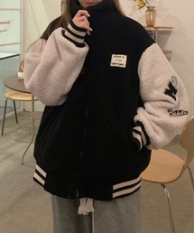 スタジャン風ボアブルゾン