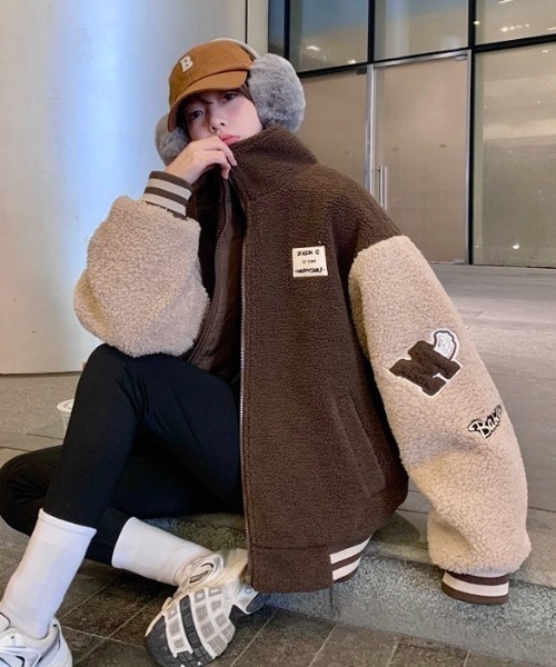 セール】【秋冬新作】スタジャン風ボアブルゾン（ブルゾン）｜LADY