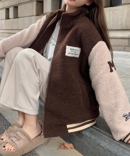 セール】【秋冬新作】スタジャン風ボアブルゾン（ブルゾン）｜LADY