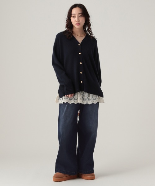 Elura(エルーラ)の「あったかワイドデニム<低身長サイズあり>/599573(デニムパンツ・レディース・ライトブルー/ネイビー・FREE(S)/LARGE/MEDIUM)」の6枚目の写真