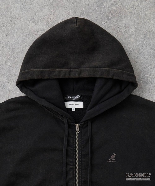 KANGOL（カンゴール）の「KANGOL/カンゴール 別注 ロゴ ワンポイント刺繍 ヴィンテージライクオーバーサイズ裏起毛ジップパーカー（パーカー・メンズ・ライトグレー/チャコール/ブラウン/ブラック/ブルー・S/L/M）」の17枚目の写真