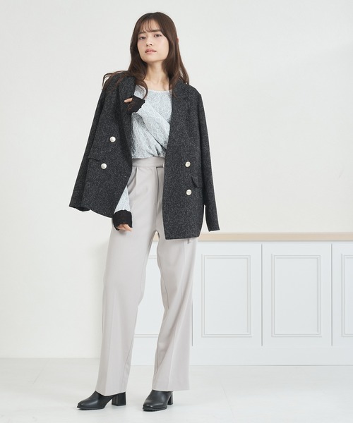 MISCH MASCH（ミッシュマッシュ）の「一部店舗限定 ツイードテーラードジャケット（テーラードジャケット・レディース・ベージュ/ネイビー/ブラック・ﾌﾘ-）」の6枚目の写真