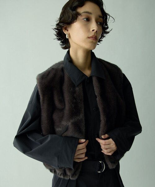 Drawing Numbers（ドローイング ナンバーズ）の「【Drawing Numbers】ミンクエコファーベスト（ベスト・レディース・チャコールグレー/モカ・38）」の12枚目の写真