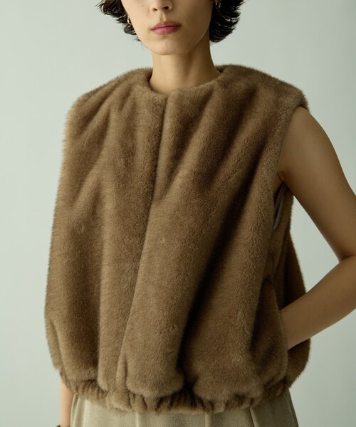 Drawing Numbers（ドローイング ナンバーズ）の「【Drawing Numbers】ミンクエコファーベスト（ベスト・レディース・チャコールグレー/モカ・38）」の8枚目の写真