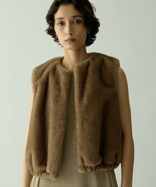 Drawing Numbers（ドローイング ナンバーズ）の「【Drawing Numbers】ミンクエコファーベスト（ベスト・レディース・チャコールグレー/モカ・38）」の21枚目の写真