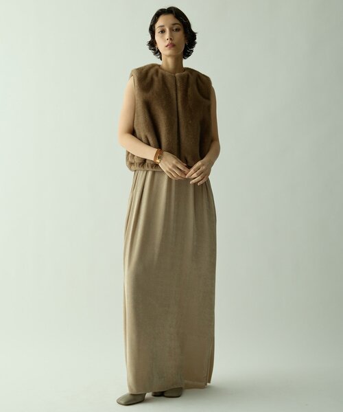 Drawing Numbers（ドローイング ナンバーズ）の「【Drawing Numbers】ミンクエコファーベスト（ベスト・レディース・チャコールグレー/モカ・38）」の4枚目の写真