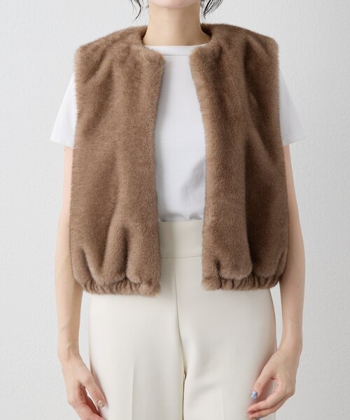 Drawing Numbers（ドローイング ナンバーズ）の「【Drawing Numbers】ミンクエコファーベスト（ベスト・レディース・チャコールグレー/モカ・38）」の9枚目の写真