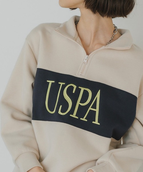 U.S. POLO ASSN.(ユーエスポロアッスン)の「U.S. POLO ASSN./ユーエスポロアッスン ハーフジップ ハイネックプルオーバースウェット トレーナー(スウェット・レディース・ネイビー/ボルドー/アイボリー・M/S)」の2枚目の写真