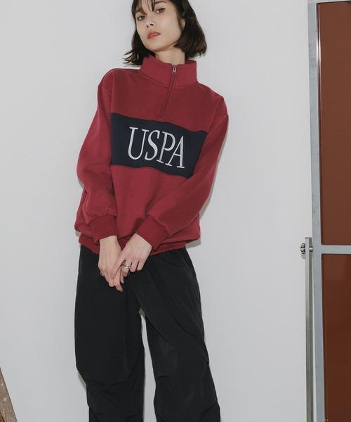 U.S. POLO ASSN.(ユーエスポロアッスン)の「U.S. POLO ASSN./ユーエスポロアッスン ハーフジップ ハイネックプルオーバースウェット トレーナー(スウェット・レディース・ネイビー/ボルドー/アイボリー・M/S)」の3枚目の写真