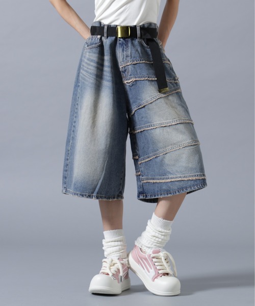 SIS(エスアイエス)の「SIS/エスアイエス/Fringe Denim Shorts(デニムパンツ・レディース・ブルー/ブラック・L/M)」の2枚目の写真