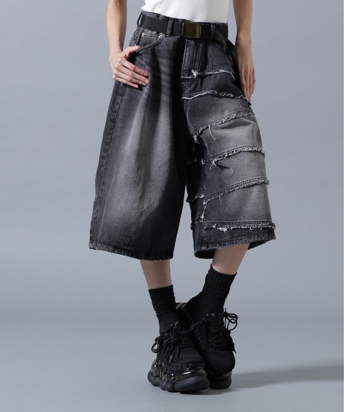SIS(エスアイエス)の「SIS/エスアイエス/Fringe Denim Shorts(デニムパンツ・レディース・ブルー/ブラック・L/M)」の1枚目の写真