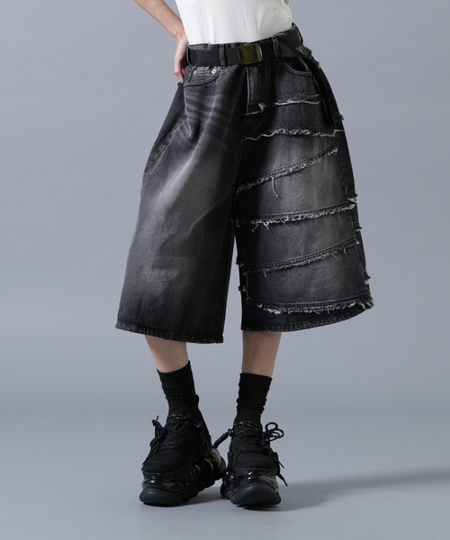 SIS(エスアイエス)の「SIS/エスアイエス/Fringe Denim Shorts(デニムパンツ・レディース・ブルー/ブラック・L/M)」の3枚目の写真