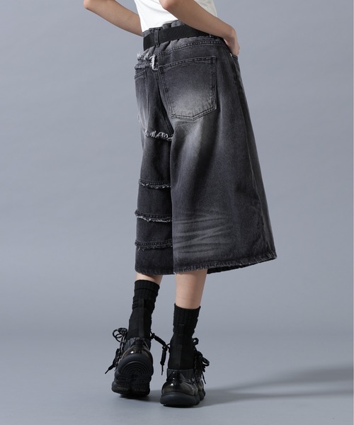 SIS(エスアイエス)の「SIS/エスアイエス/Fringe Denim Shorts(デニムパンツ・レディース・ブルー/ブラック・L/M)」の5枚目の写真