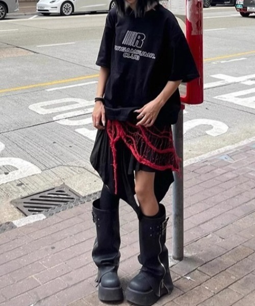 セール】【25年秋冬新作】Y2K サイドジッパー ダブルベルト 厚底ブーツ