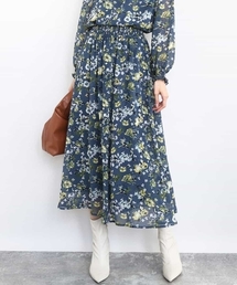 MK MICHEL KLEIN | クラシックフラワープリント シフォンスカート/洗える(スカート)