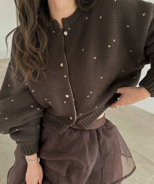 WILLFULLY（ウィルフリー）の「heart dot jacquard reversible cropped knit cardigan（カーディガン/ボレロ・レディース・ブラック系その他/グレー系その他/ブラウン系その他/ベージュ系その他/レッド系その他・FREE）」の22枚目の写真