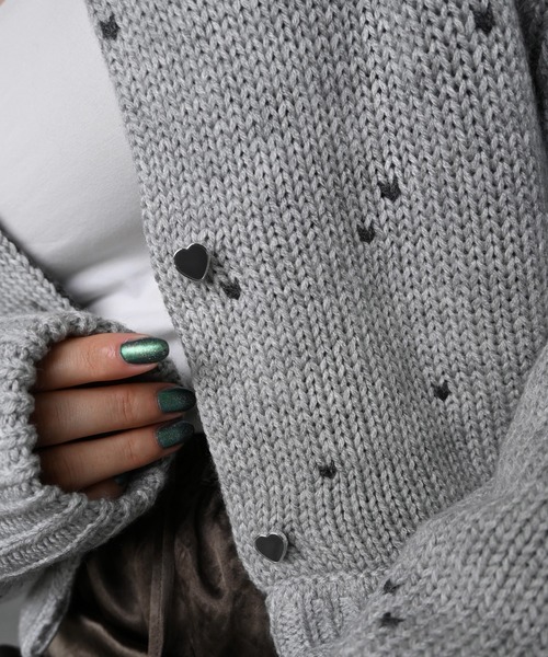 WILLFULLY（ウィルフリー）の「heart dot jacquard reversible cropped knit cardigan（カーディガン/ボレロ・レディース・ブラック系その他/グレー系その他/ブラウン系その他/ベージュ系その他/レッド系その他・FREE）」の6枚目の写真