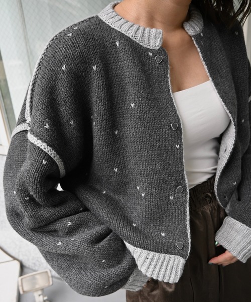 willfully ウィルフリー ハート ニット カーディガン WILLFULLY（ウィルフリー）の「heart dot jacquard reversible cropped