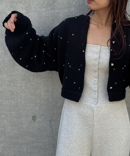 WILLFULLY（ウィルフリー）の「heart dot jacquard reversible cropped knit cardigan（カーディガン/ボレロ・レディース・ブラック系その他/グレー系その他/ブラウン系その他/ベージュ系その他/レッド系その他・FREE）」の14枚目の写真