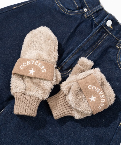 CONVERSE（コンバース）の「【CONVERSE】CV boa gloves with fleece band / コンバース フリースバンド ボアグローブ（手袋・レディース・グレー/ピンク/ブラウン/ネイビー/ベージュ・FREE）」の4枚目の写真