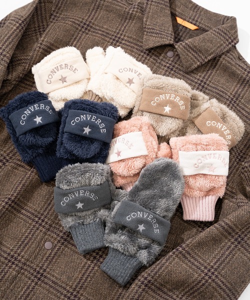 CONVERSE（コンバース）の「【CONVERSE】CV boa gloves with fleece band / コンバース フリースバンド ボアグローブ（手袋・レディース・グレー/ピンク/ブラウン/ネイビー/ベージュ・FREE）」の11枚目の写真