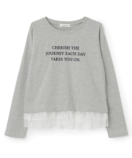 LOVETOXIC（ラブトキシック）の「チュールペプラム長袖Tシャツ（Tシャツ/カットソー・キッズ・オフホワイト/トップグレー/ブラック・S:140cm/M:150cm/L:160cm/130cm）」の6枚目の写真