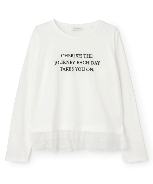 LOVETOXIC（ラブトキシック）の「チュールペプラム長袖Tシャツ（Tシャツ/カットソー・キッズ・オフホワイト/トップグレー/ブラック・S:140cm/M:150cm/L:160cm/130cm）」の7枚目の写真