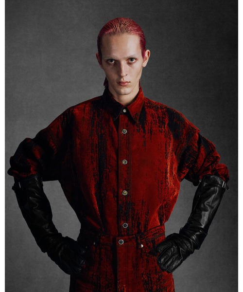 JOHN LAWRENCE SULLIVAN（ジョンローレンスサリバン）の「FLOCKED DENIM OVERSIZED SHIRT（シャツ/ブラウス・メンズ・オレンジ・44/46/48）」の4枚目の写真