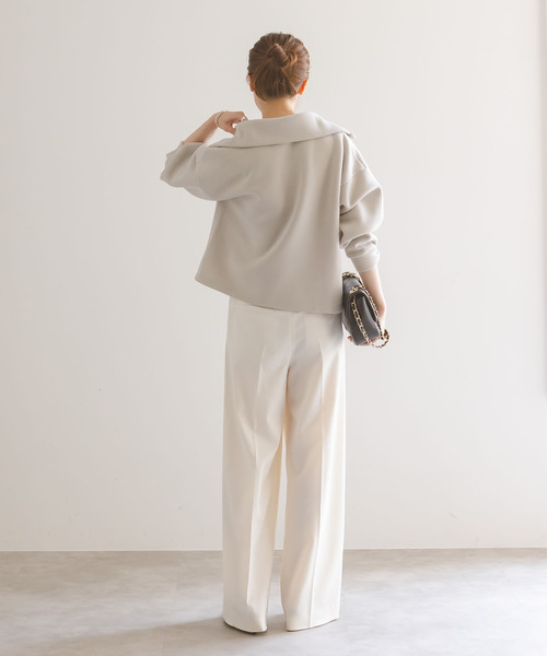 Noble(ノーブル)の「ハイネックダンボールプルオーバー(Tシャツ/カットソー・レディース・ベージュ/ネイビー・FREE)」の7枚目の写真