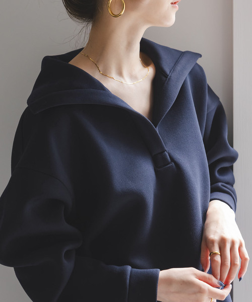 Noble(ノーブル)の「ハイネックダンボールプルオーバー(Tシャツ/カットソー・レディース・ベージュ/ネイビー・FREE)」の17枚目の写真