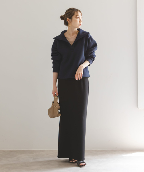 Noble(ノーブル)の「ハイネックダンボールプルオーバー(Tシャツ/カットソー・レディース・ベージュ/ネイビー・FREE)」の15枚目の写真