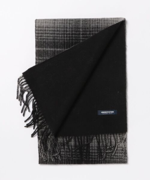 UNION STATION（ユニオンステーション）の「カシミア混リバーシブルチェックマフラー（マフラー・メンズ・ブラック/ネイビー・7）」の3枚目の写真